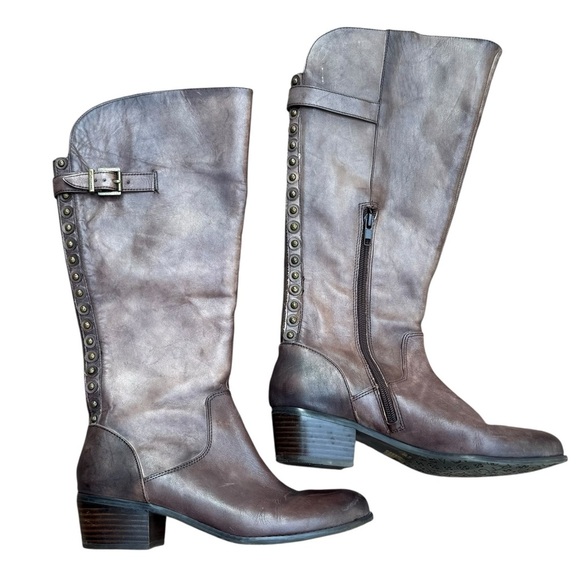 Arturo Chiang Brown Over the Knee Boots Leather Equestrian Style Size 8M - Picture 4 of 12